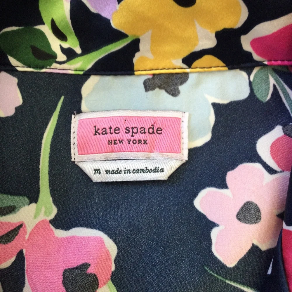Kate Spade Wildflower Bouquet Pajama Top Colorful Blue and Pink Floral